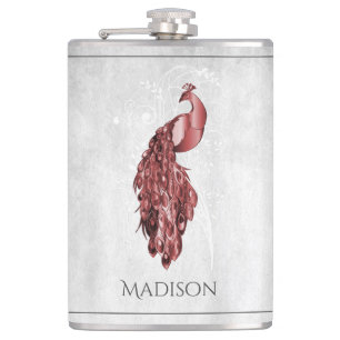 Red Elegant Peacock Flask