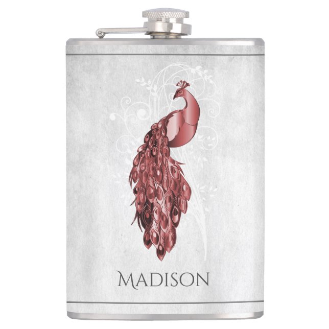 Red Elegant Peacock Flask (Front)