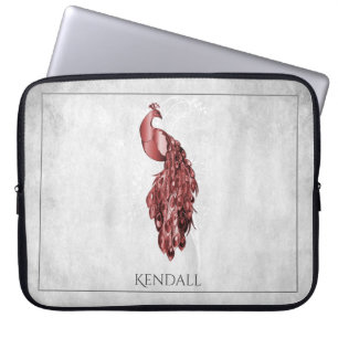 Red Elegant Peacock Personalised Laptop Sleeve