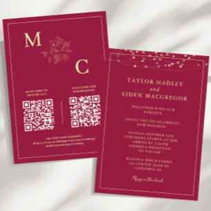 Red Elegant QR Code Wedding Invitation
