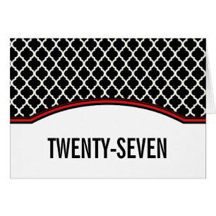 Red Elegant Quatrefoil Table Number Card