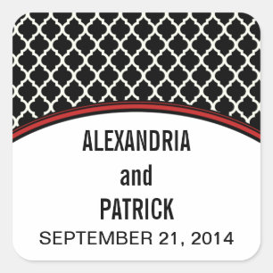 Red Elegant Quatrefoil Wedding Stickers