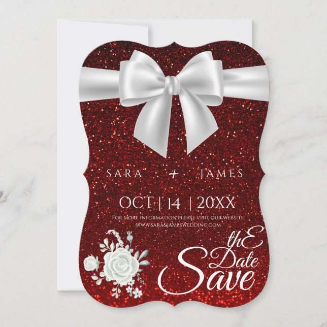Red Elegant  Save The Date Card (Front)