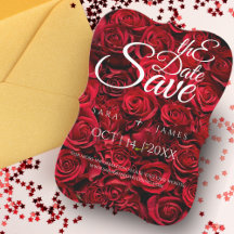 Red Elegant Save The Date Card