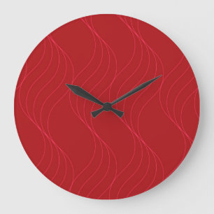 Red, elegant, simple modern cool wavy illustration large clock