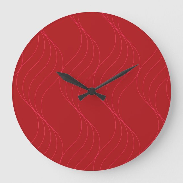 Red, elegant, simple modern cool wavy illustration large clock (Front)