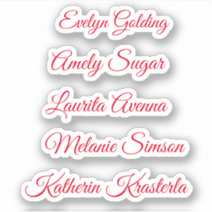 Red elegant whimsical script personalised name  