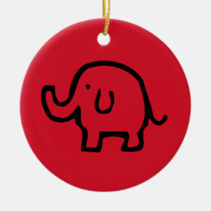 Red Elephant Image Ornament