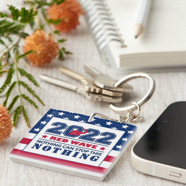 Red Elephant RED WAVE 2022 Midterm Elections US Key Ring (Front Right)
