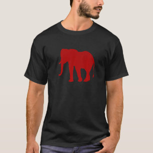 Red Elephant Silhouette Zoologist World Elephant D T-Shirt