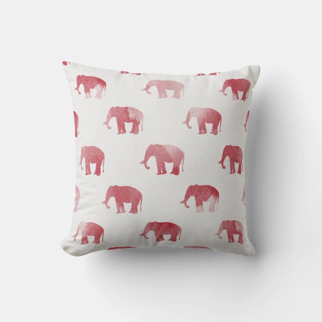 Red Elephant Throw Pillow (Large Print) (Front)