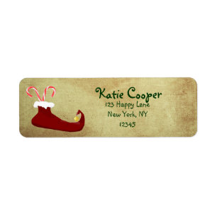 Red Elf Slipper with Candy Canes