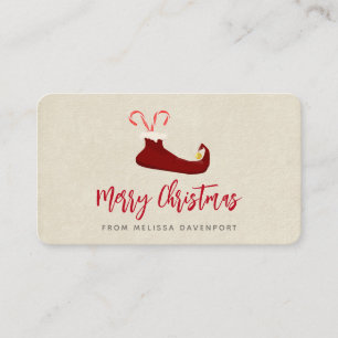 Red Elf Slipper with Candy Canes Business Card