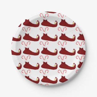 Red Elf Slippers with Candy Canes Paper Plate