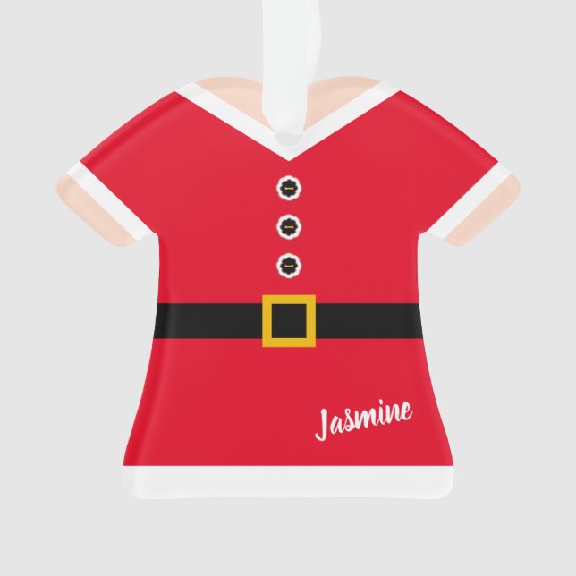 Red Elf Suit Personalised Christmas Ornament (Front)
