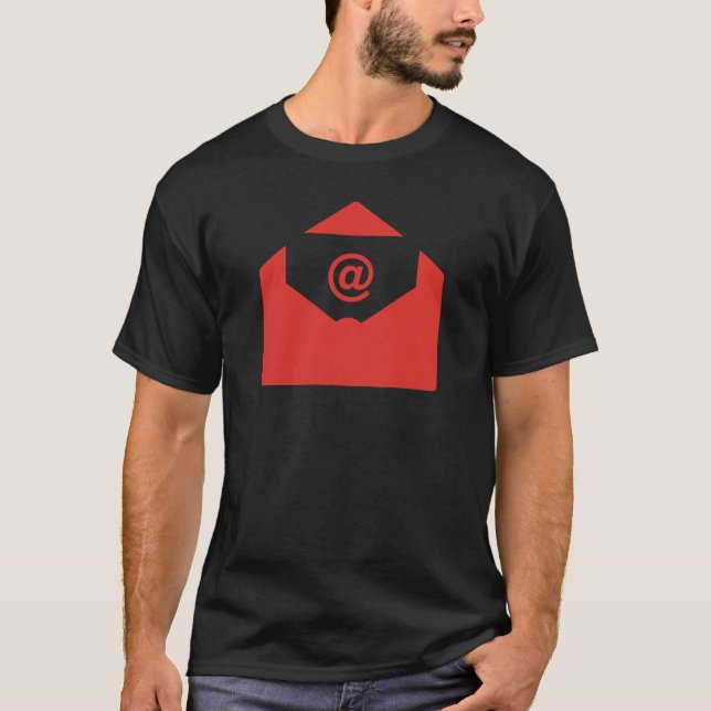 Red Email Symbol with At Sign T-Shirt (Front)