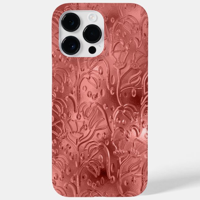 RED EMBOSSED METALLIC LOOK ORNAMATION Case-Mate iPhone CASE (Back)