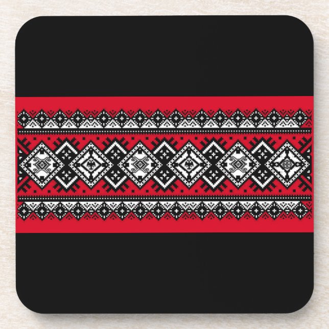 Red Embroidery Coaster (Front)
