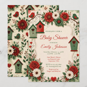 Red Emerald Christmas Baby Shower Invitation