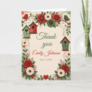 Red Emerald Christmas Baby Shower Thank You Card