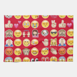 red emoji tea towel
