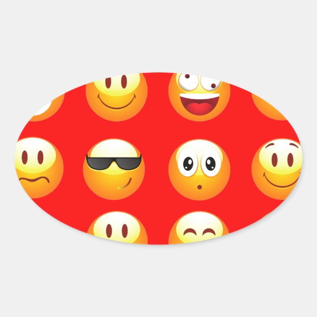 red emojis oval sticker (Front)