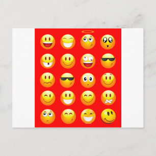 red emojis postcard