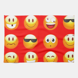 red emojis tea towel
