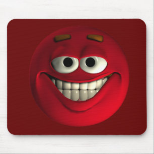 Red Emoticon Laughing Mouse Mat