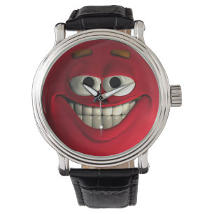 Red Emoticon With White Teeth Watch