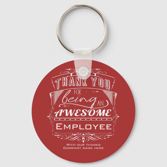Red Employee Appreciation Thank You Key Ring (Front)