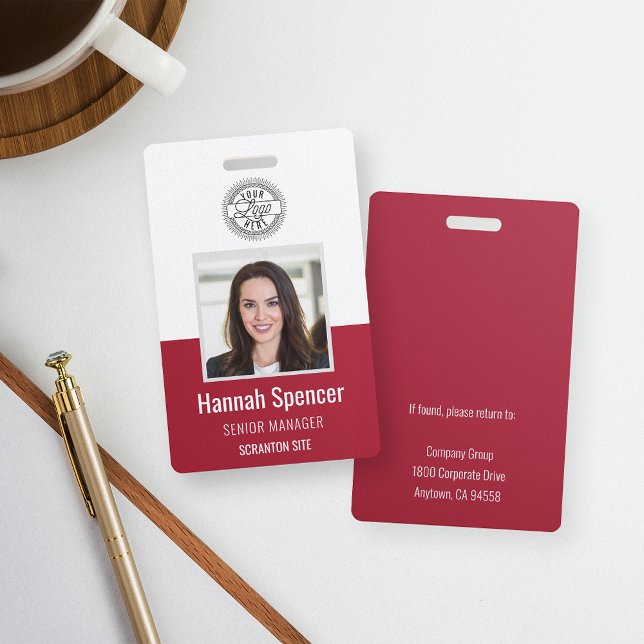 Red | Employee Photo ID Company Security ID Badge (Creator Uploaded)
