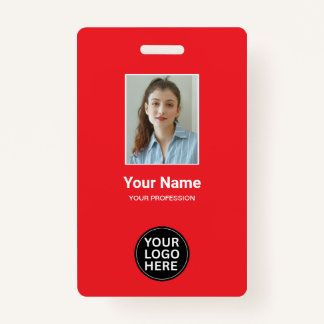 Red Employee Photo ID Logo Name Badge ID Badge