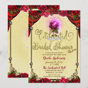 Red Enchanted Rose Beauty Bridal Shower Invitation
