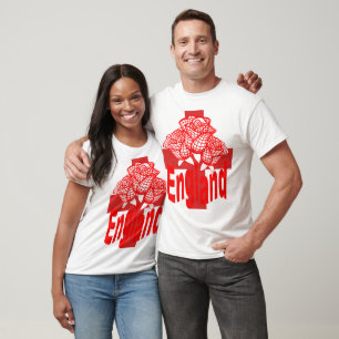 Red England Text Isolated St George Cross And Rose T-Shirt