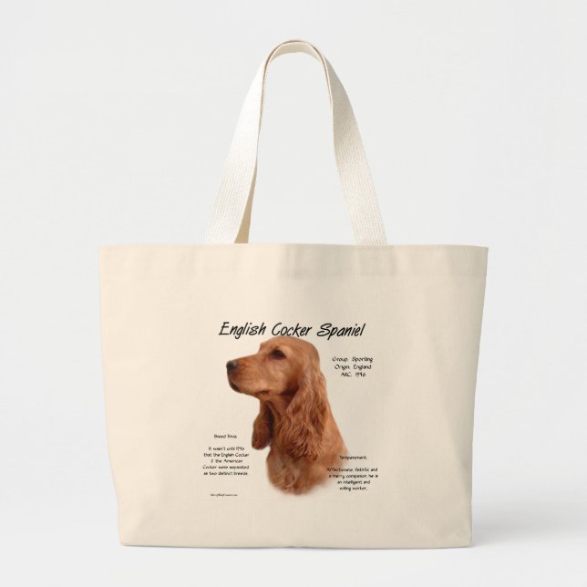 Red English Cocker Spaniel History  Large Tote Bag (Front)