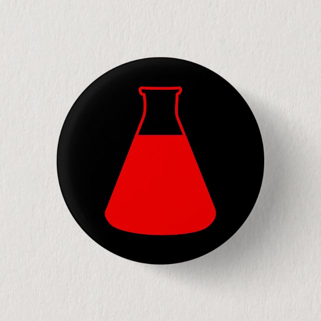 Red Erlenmeyer Flask Chemistry Button Pin (Front)