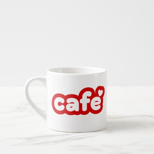 Red Espresso "Café" Mug with Heart Detail (Left)