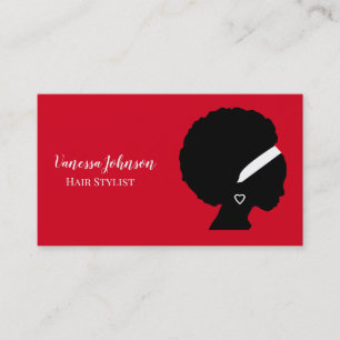 Red Ethnic Afro Natural Haircare Beautician Business Card