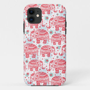 Red Ethnic Elephant Pattern iPhone 11 Case