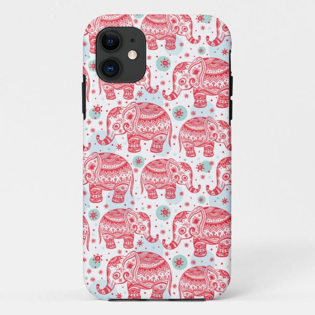 Red Ethnic Elephant Pattern Case-Mate iPhone Case (Back)