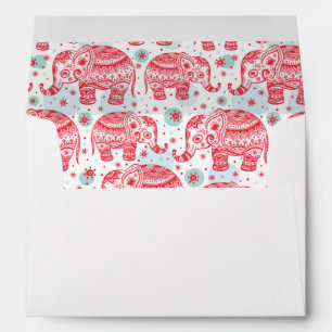 Red Ethnic Elephant Pattern Envelope