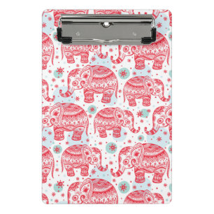Red Ethnic Elephant Pattern Mini Clipboard
