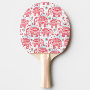 Red Ethnic Elephant Pattern Ping Pong Paddle