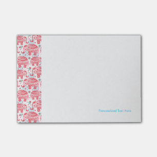 Red Ethnic Elephant Pattern Post-it Notes