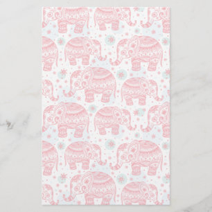 Red Ethnic Elephant Pattern Stationery