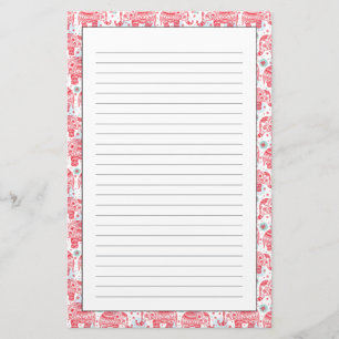 Red Ethnic Elephant Pattern Stationery