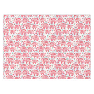 Red Ethnic Elephant Pattern Tablecloth