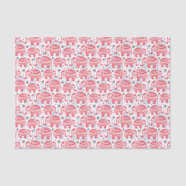 Red Ethnic Elephant Pattern Tissue Paper (Front)