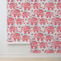 Red Ethnic Elephant Pattern